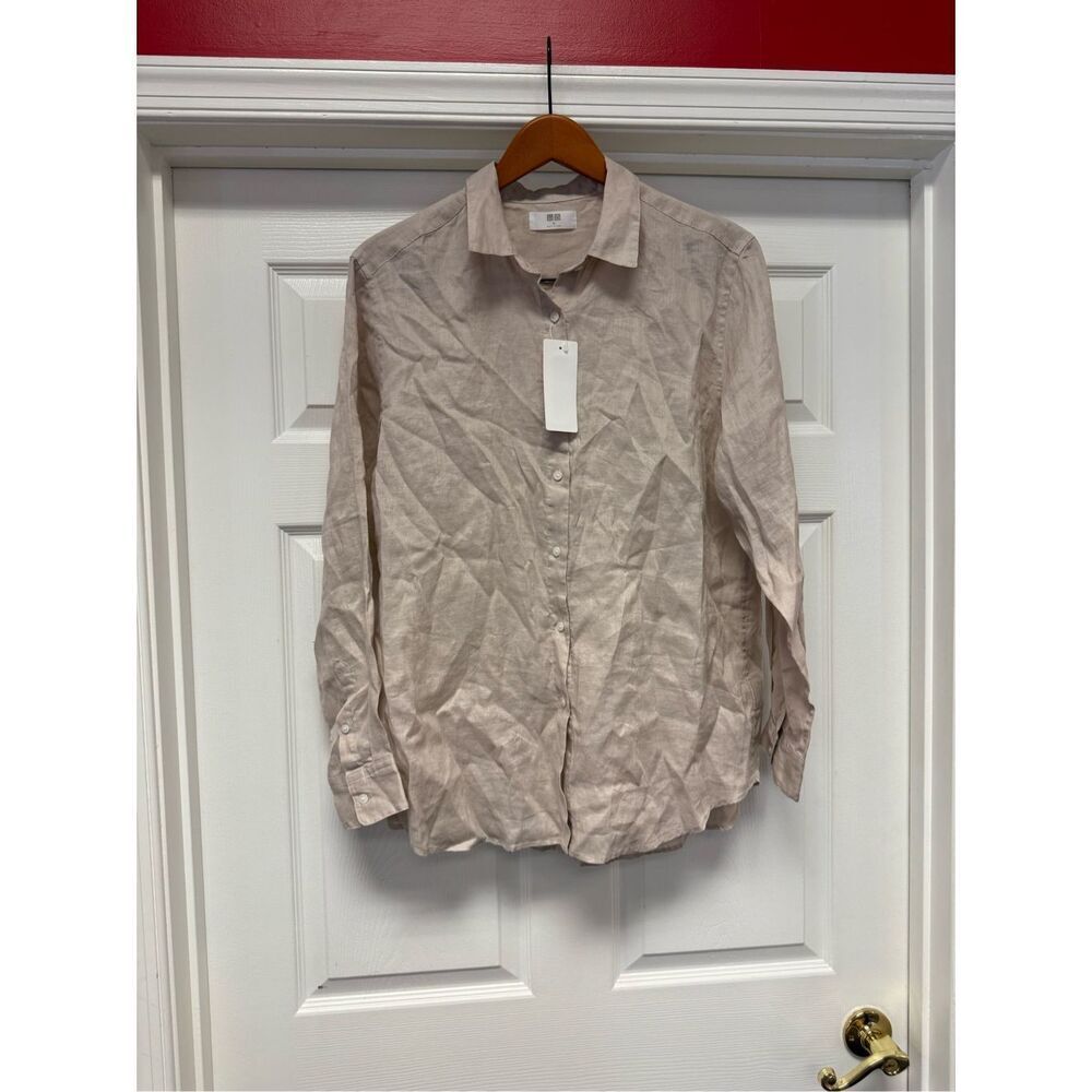 Uniqlo Natural Linen Button Down Shirt sz XL NWT
